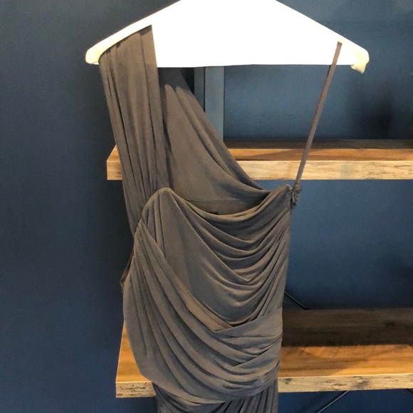 Stunning All Saints ruched bodycon one shoulder grey dress. Size 8 - Picture 3 of 7